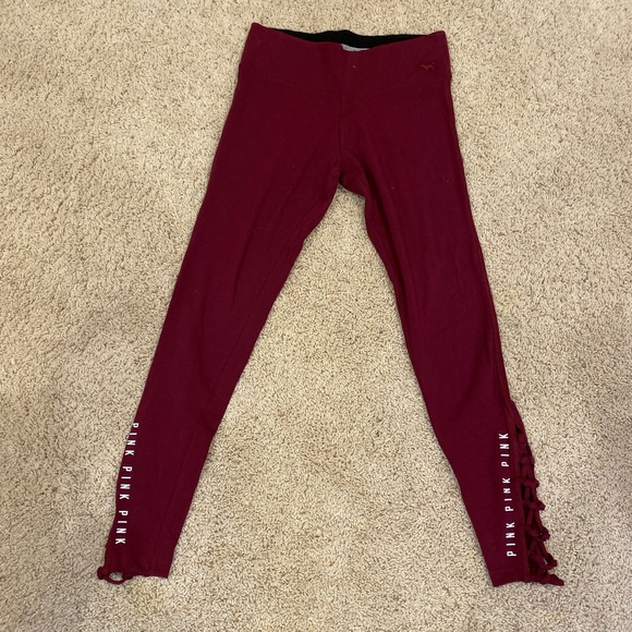 PINK Victoria's Secret Pants - Victoria Secret PINK Yoga Leggings MAROON